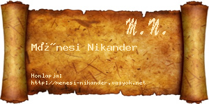 Ménesi Nikander névjegykártya